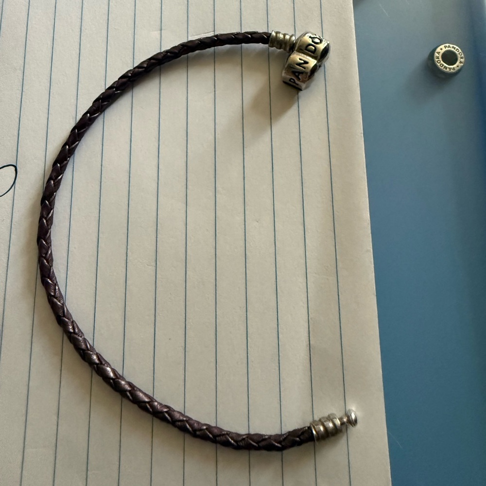 Pandora Moments Purple Braided Leather Single Wrap Bracelet with .925 clasp